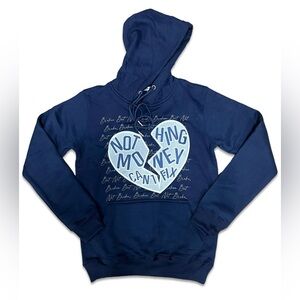 Retro Label Broken But Not Broke navy hoodie size medium